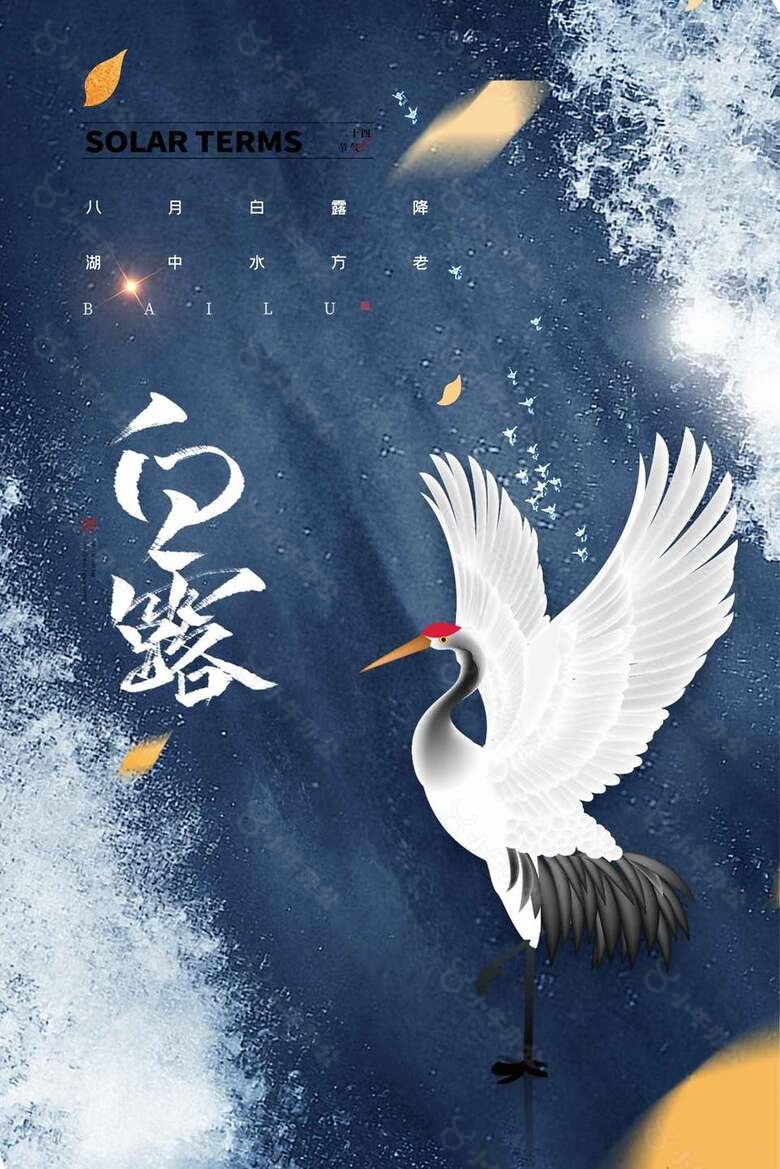幽美清新中国传统白露节气海报